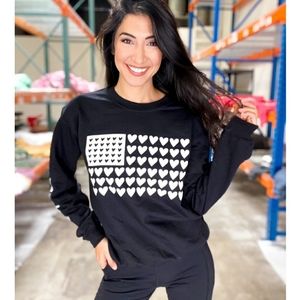 Black & White Heart Flag Sweatshirt